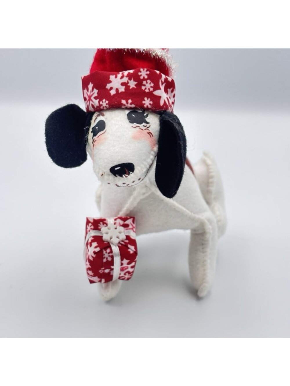 2009 Annalee Dolls Christmas Hound Puppy Dog Snowflake Red Hat Gift Present 7” - Picture 7 of 16
